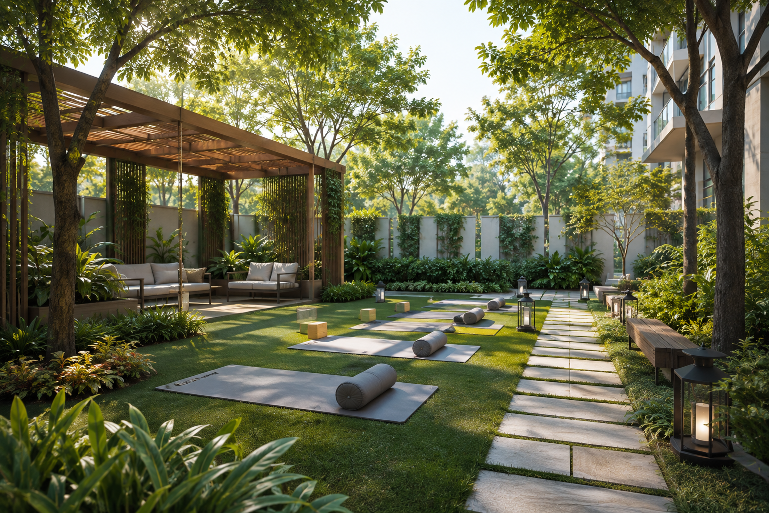 Yoga lawn wellness space